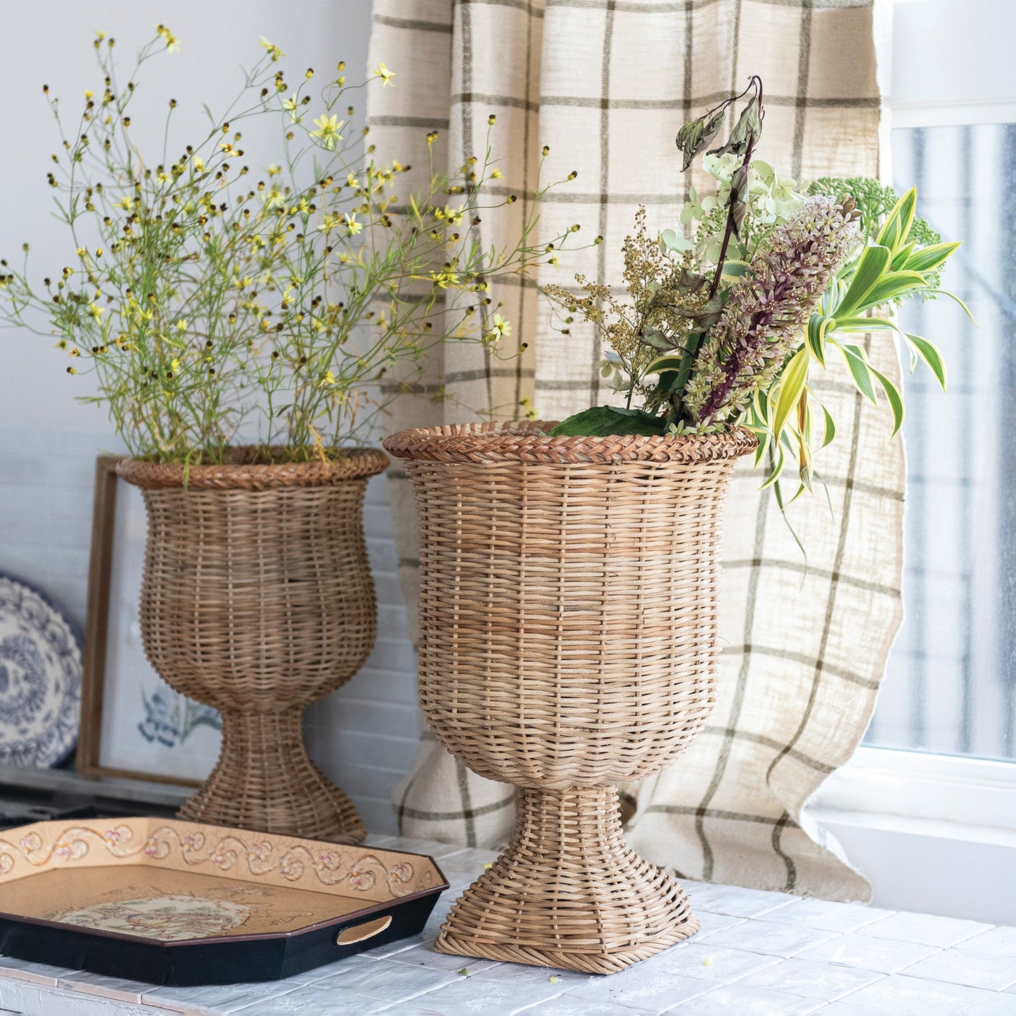 Natural Rattan Urn, 2 Size Options