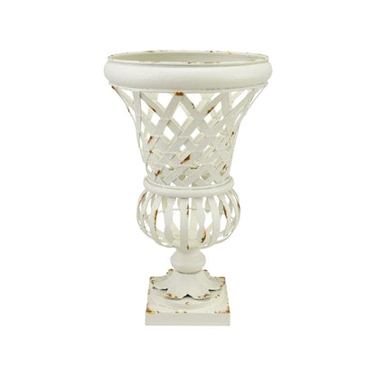 White Woven Metal Footed Urn, 2 Size Options