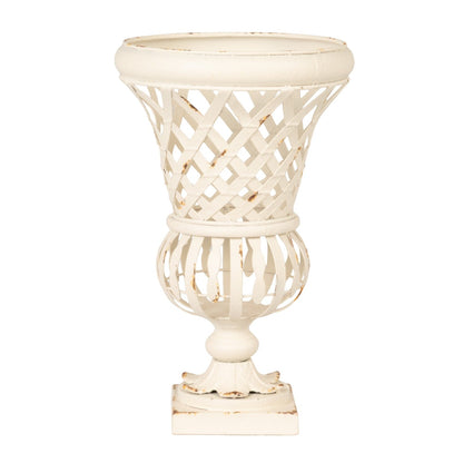 White Woven Metal Footed Urn, 2 Size Options