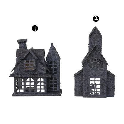 Halloween Distressed Black Metal House, 2 Style Options