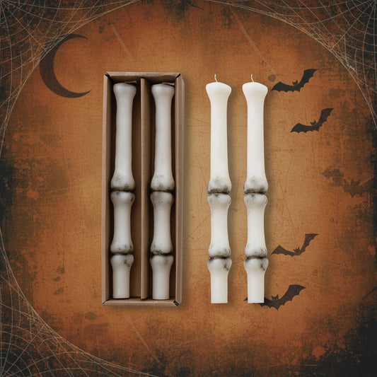 10" Set of 2 Unscented Finger Bone Shaped Taper Candles
