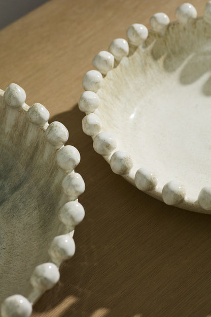 Off White Lombard Bowl with Sphere Rim