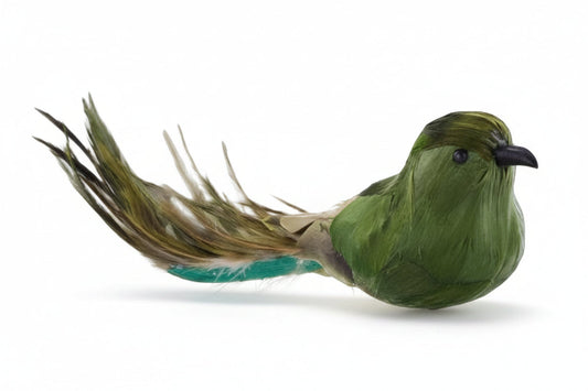 Green Bird Clip-On Ornament with Long Tail — Christmas Tree & Garland Decor