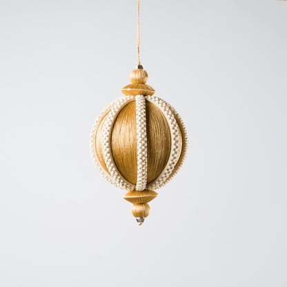 Mustard Crystal Lace Thread Ornament 4"