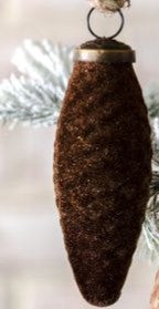 4" Flocked Pinecone Ornament, 2 Color Options