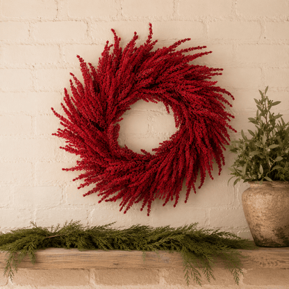 Red Real Touch Amaranthus Wreath 30"