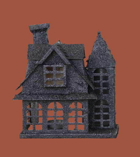 Halloween Distressed Black Metal House, 2 Style Options