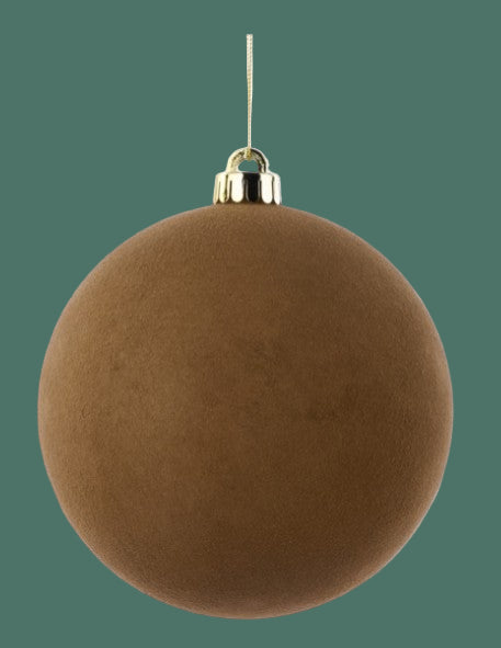 Brown Flocked Ball Ornament, 2 Size options