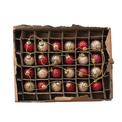 Berry & Blush Embossed Mercury Glass Ball Ornament Garland