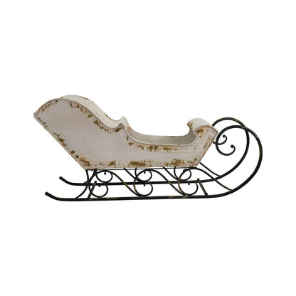 Antique White & Black Metal Sleigh
