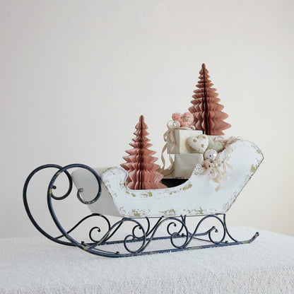 Antique White & Black Metal Sleigh