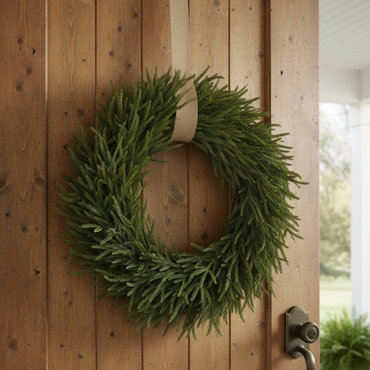 Real Touch Mixed Ming Pine Christmas Wreath — 30" or 36" Faux Evergreen Wreath for Front Door